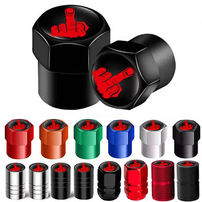4Pcs aluminium valve stem caps set by BikerZoneZ in red, green, blue, silver and black on Tampa Home & Garden Store