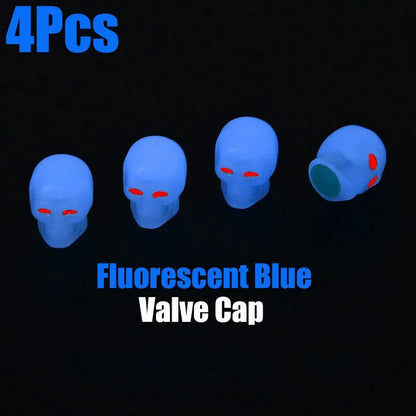 ABS Skull Valve Stem Caps fluorescent blue 4pcs by BikerZoneZ valve caps for tires on Tampa Home & Garden Store