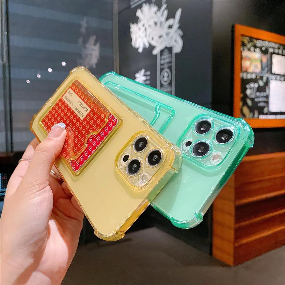 Transparent Card Slot Case For Iphone With Holder