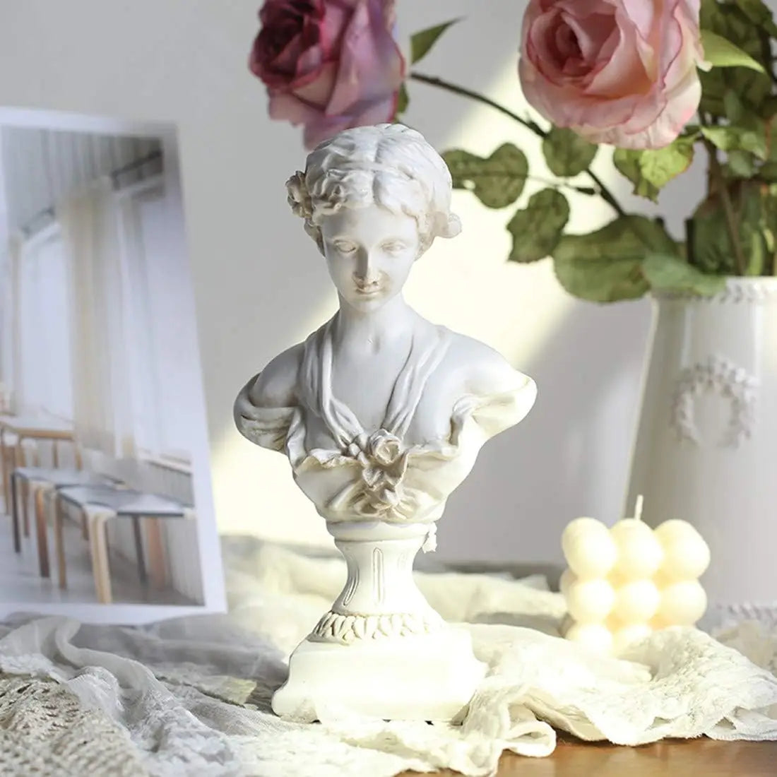 Goddess bust statue resin Venus sculpture in white, tabletop decor for home office on Tampa Home & Garden Store