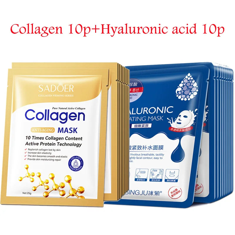 Silcy Skin collagen & hyaluronic acid sheet masks, 20pcs, gold & blue packaging on Tampa Home & Garden Store
