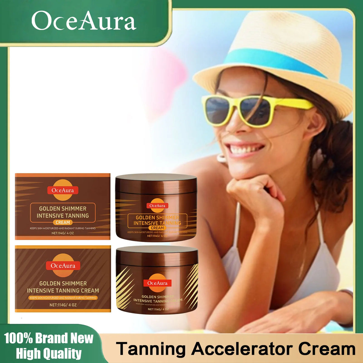 OceAura Golden Shimmer Intensive Tanning Cream set on Tampa Home & Garden Store