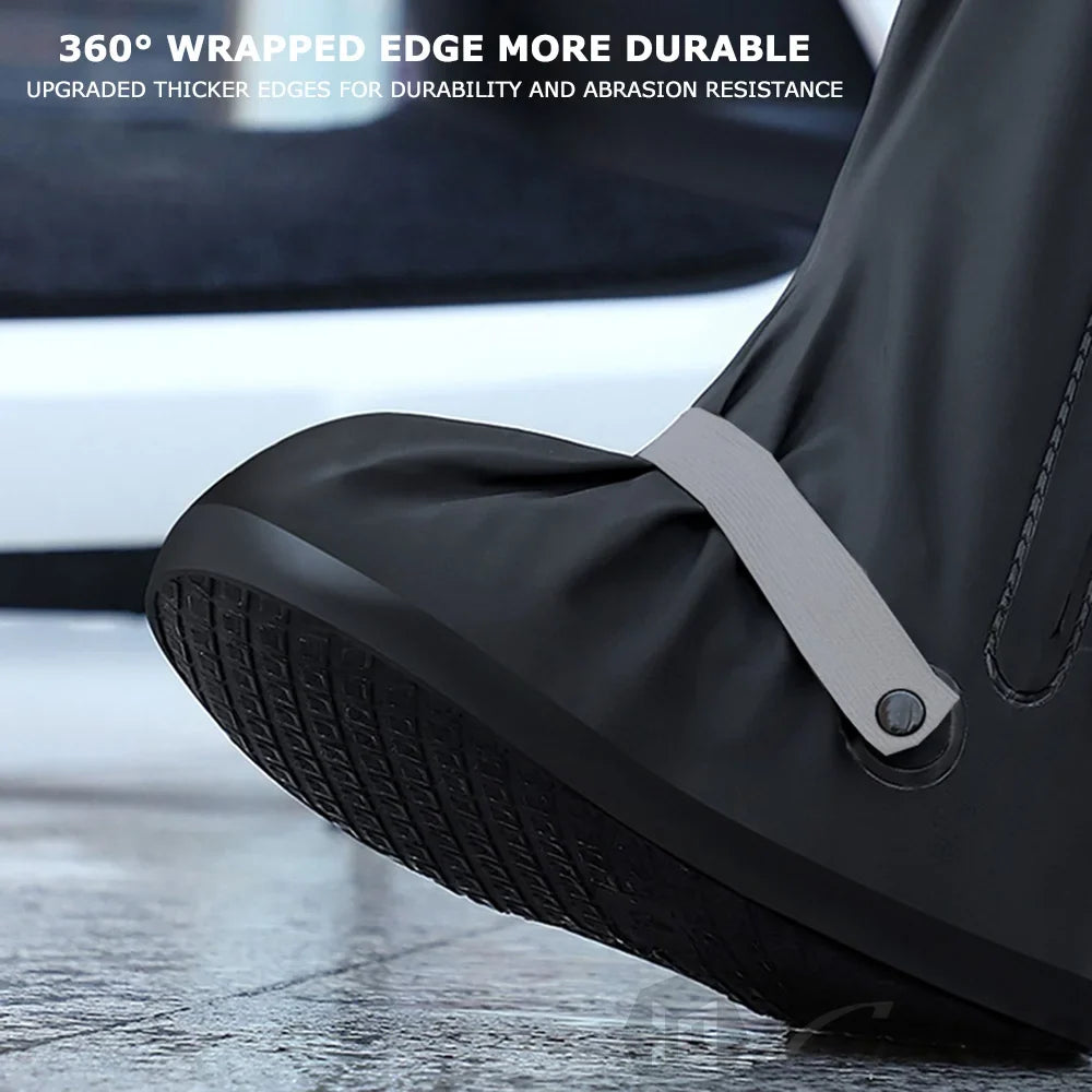 Motorcycle shoe cover non-slip waterproof in black with gray strap, BikerZoneZ on Tampa Home & Garden Store
