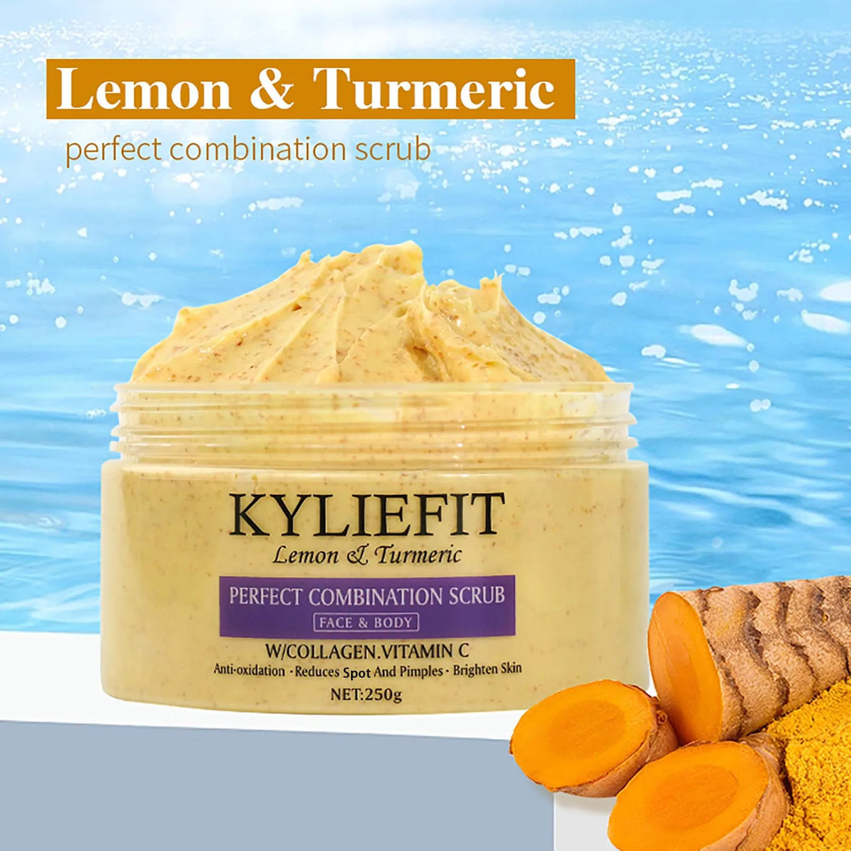 Natural Turmeric Scrub by Silcy Skin with Lemon & Turmeric for face & body, 250g on Tampa Home & Garden Store