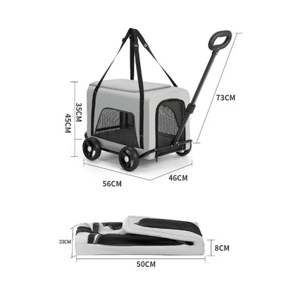 Pet Zen 2-in-1 small pet stroller and backpack for dogs and cats, grey foldable carrier with mesh on Tampa Home & Garden Store