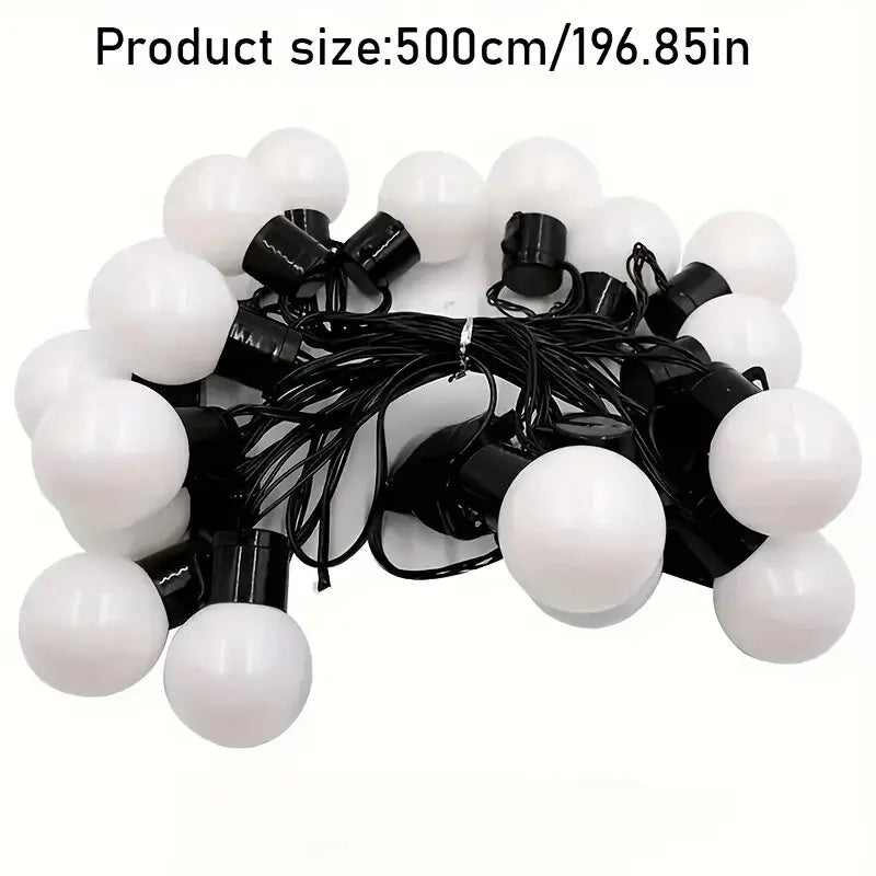 Perfecsy 20-LED solar globe lights, white bulbs, outdoor waterproof, 500cm length on Tampa Home & Garden Store