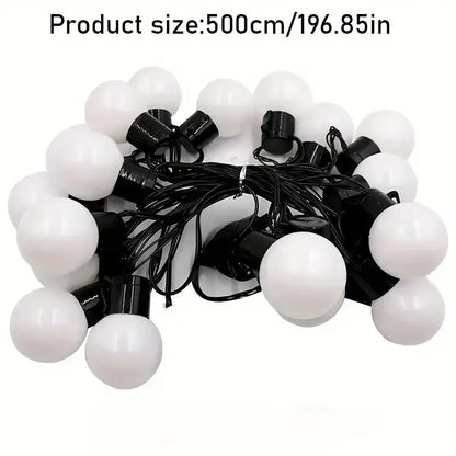 Perfecsy 20-LED solar globe lights, white bulbs, outdoor waterproof, 500cm length on Tampa Home & Garden Store