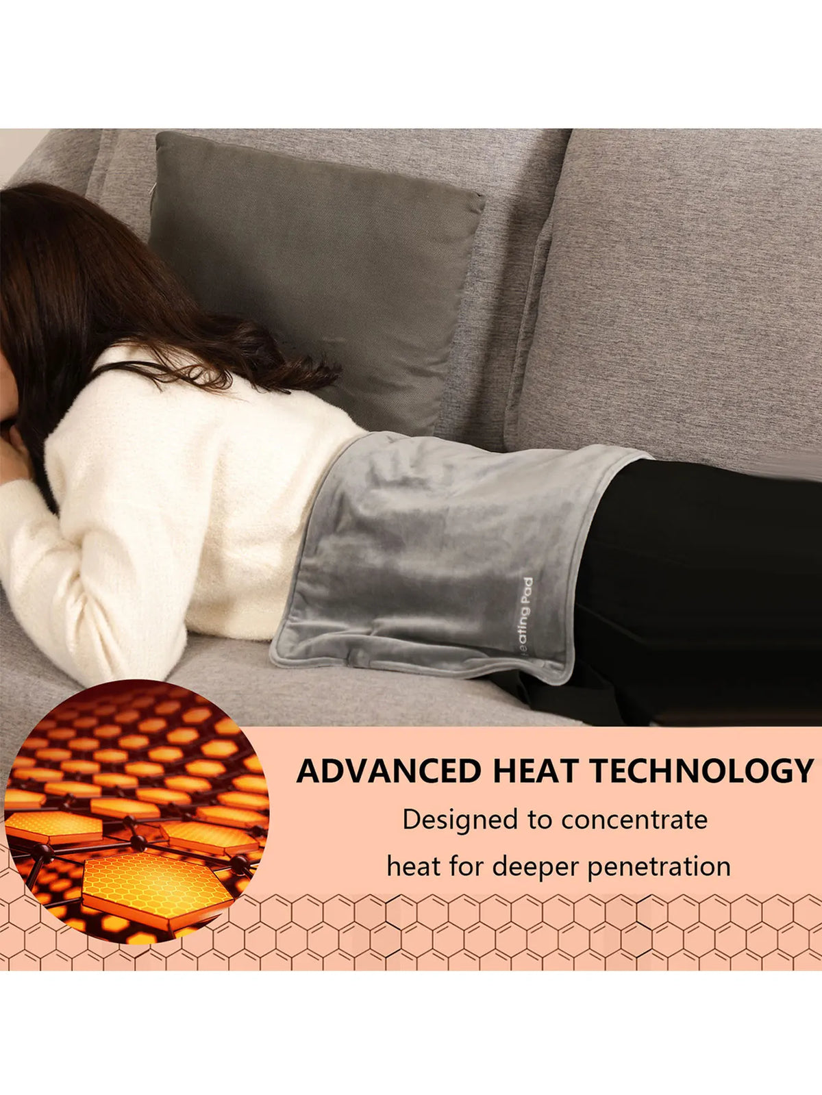 Silcy Skin USB 5V heating pad gray, 19.6x11.8 in, 59in cable, on sofa on Tampa Home & Garden Store