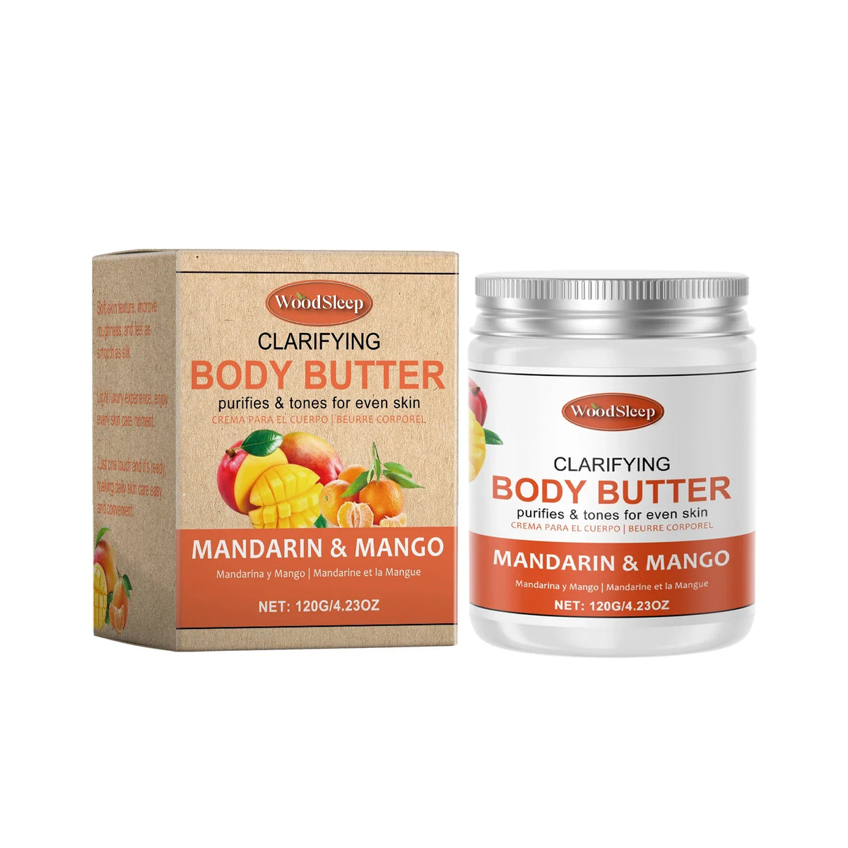 WoodSleep Mandarin & Mango Clarifying Body Butter box and jar 120g on Tampa Home & Garden Store