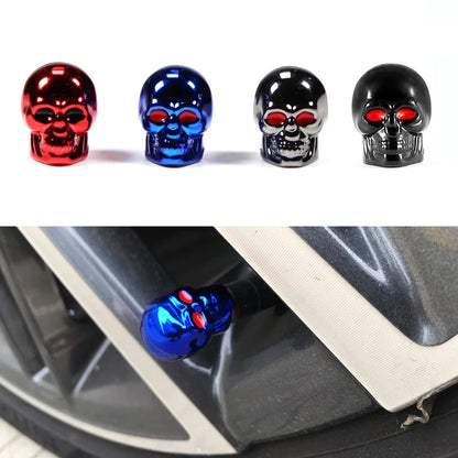 ABS Skull Valve Stem Caps set of 4 in red blue chrome and black by BikerZoneZ valvecaps on Tampa Home & Garden Store