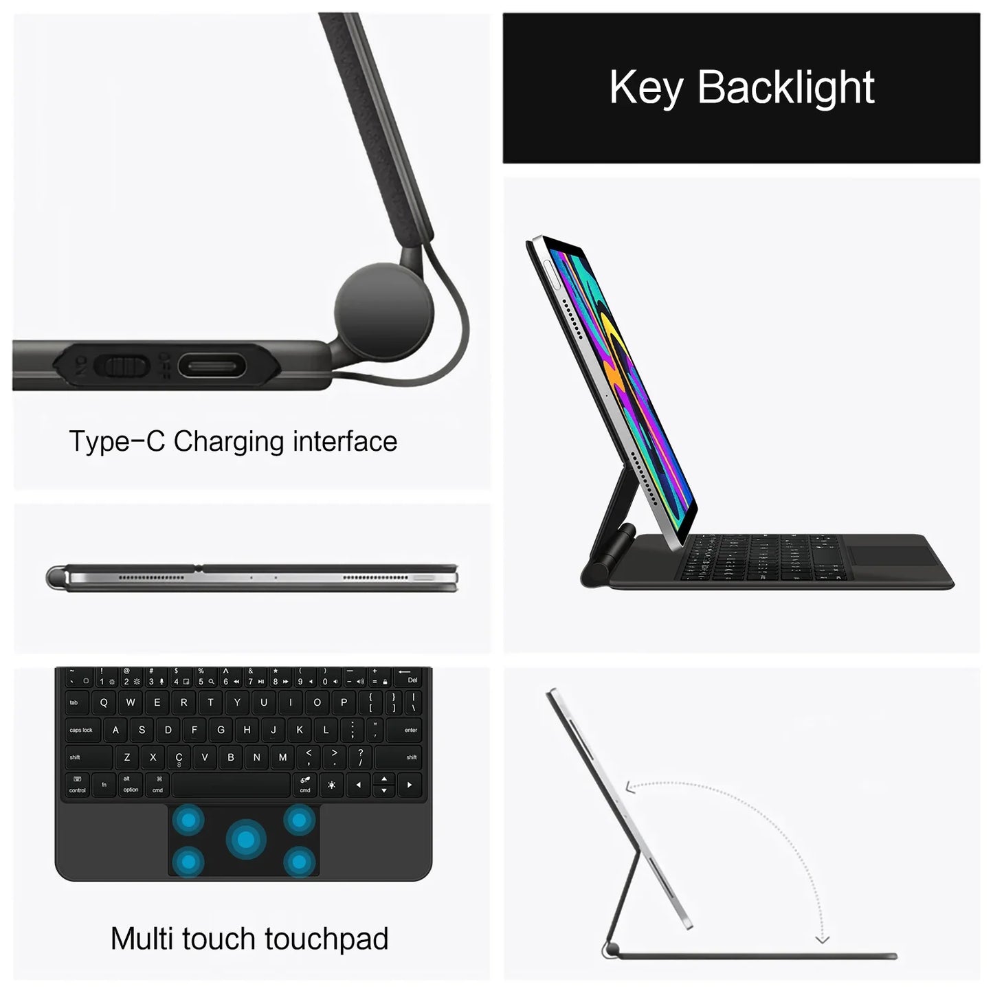 iPad A16 11 Inch Keyboard Case 10th/11th Gen Backlit Magic Smart Cover