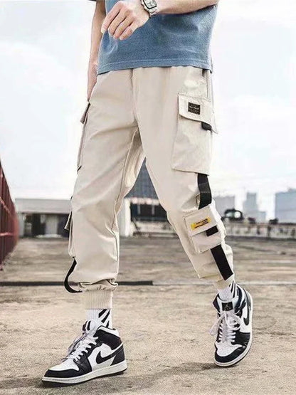 Men's cargo joggers UpTrend Deals beige with cargo pockets and strapped accents on Tampa Home & Garden Store
