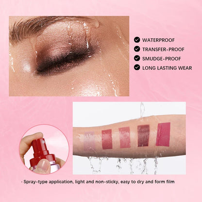 Silcy Skin mattifying waterproof setting spray bottle; smoky eye and pink arm swatches on Tampa Home & Garden Store