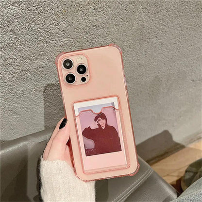 Transparent Card Slot Case For Iphone With Holder