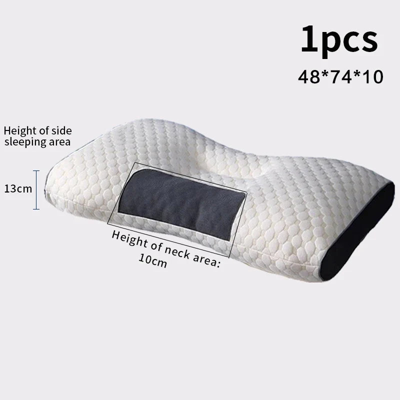 Cervical neck pillow memory foam, white quilted cover with dark side panel, 1pc UpTrend Deals on Tampa Home & Garden Store