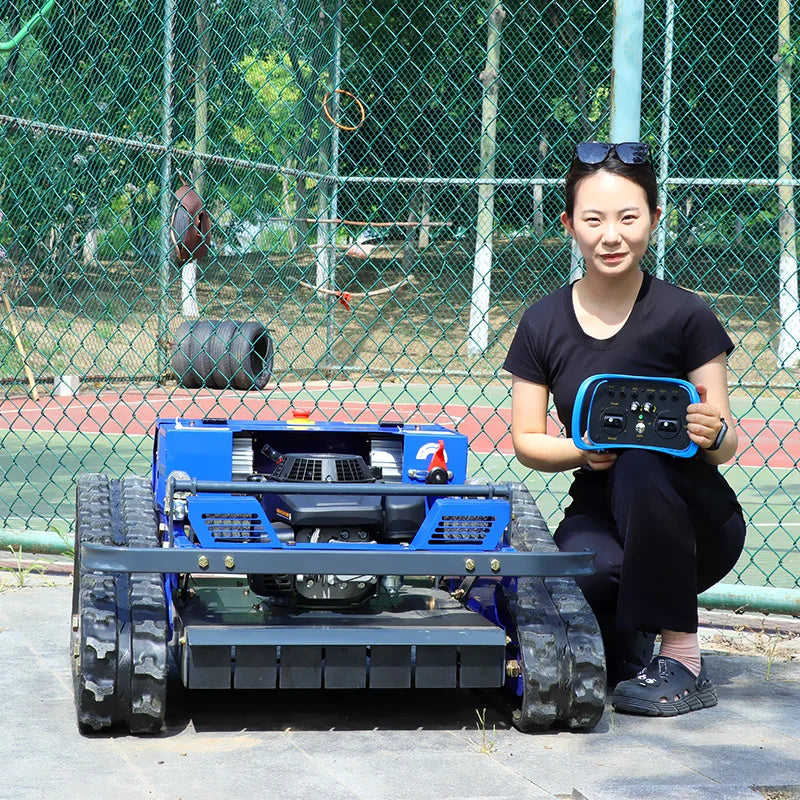 Self-Propelled Remote-Control Lawn Mower blue tracked with remote for small gardens UpTrend Deals on Tampa Home & Garden Store
