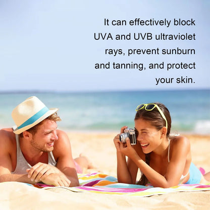Silcy Skin SPF100 sunscreen UV protector oil-control moisturizing sun cream on beach with couple on Tampa Home & Garden Store