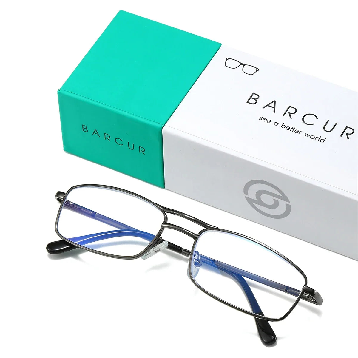 BARCUR eyeglasses doublebar alloy rectangular reading glasses with transparent lenses unisex on Tampa Home & Garden Store