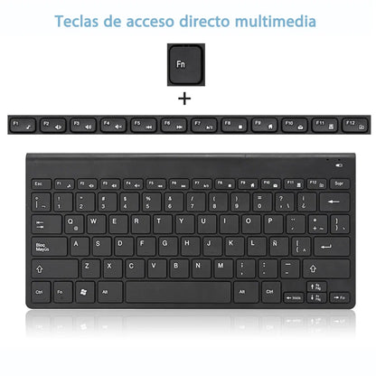 Black wireless Spanish-layout keyboard with 78 keys and compact chiclet keys for PC gaming on Tampa Home & Garden Store