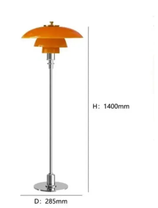 DecorBites LED Floor Lamp orange layered shade, chrome pole for living room on Tampa Home & Garden Store