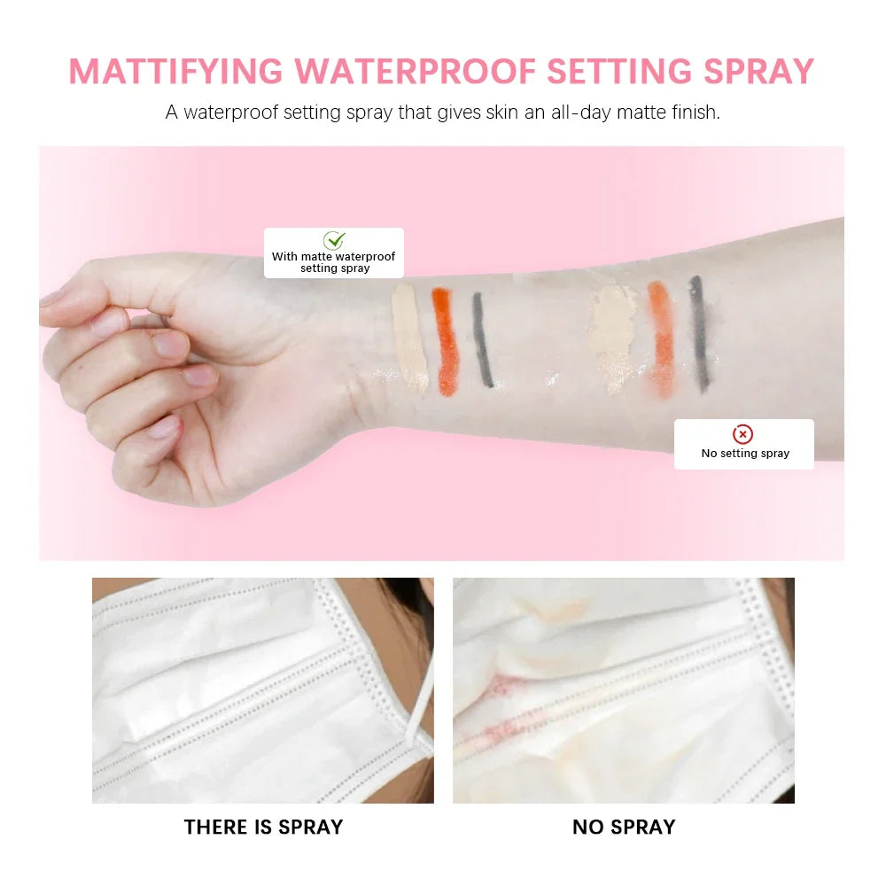 Silcy Skin mattifying waterproof setting spray shows matte on arm vs no spray on Tampa Home & Garden Store