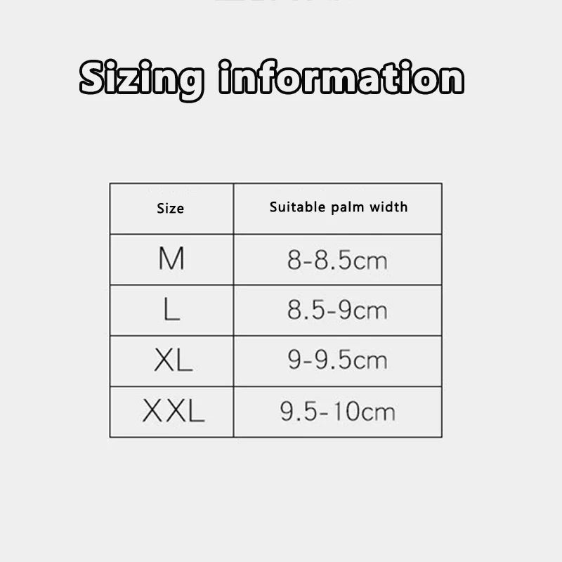 Waterproof anti-slip motorcycle gloves sizing chart palm width M-L-XL-XXL by BikerZoneZ on Tampa Home & Garden Store