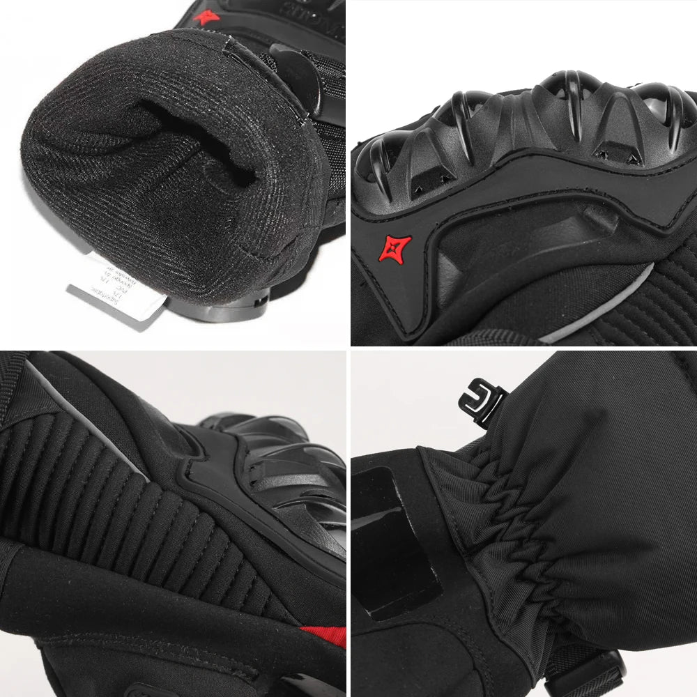 Black BikerZoneZ warm winter waterproof windproof anti-slip motorcycle gloves with knuckle protection on Tampa Home & Garden Store