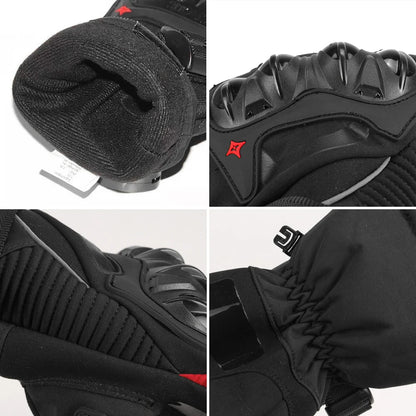Black BikerZoneZ warm winter waterproof windproof anti-slip motorcycle gloves with knuckle protection on Tampa Home & Garden Store