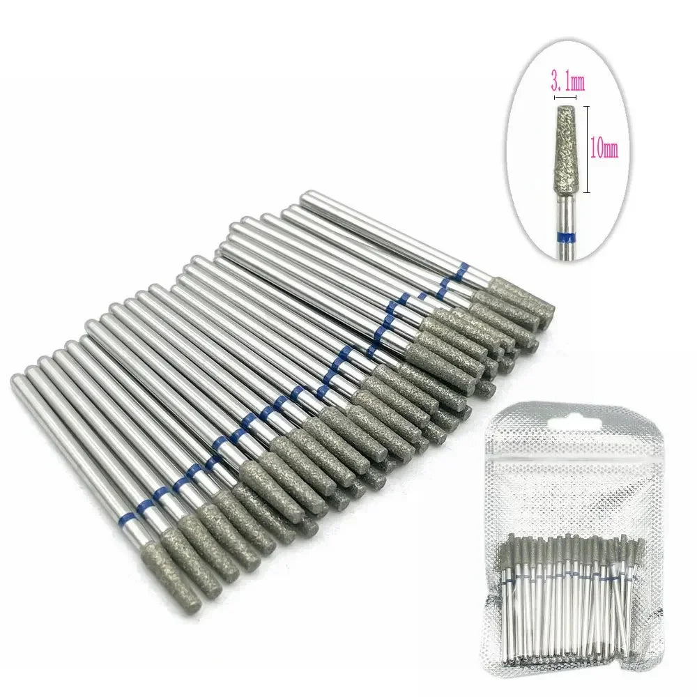 50pc diamond nail drill bit set Silcy Skin, silver diamond-coated cuticle milling bits on Tampa Home & Garden Store