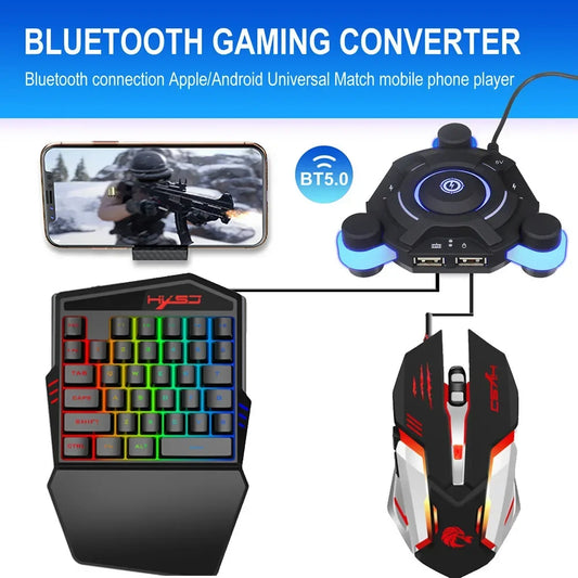 Wired backlit gaming keyboard and wired gaming mouse with Bluetooth converter and phone stand on Tampa Home & Garden Store