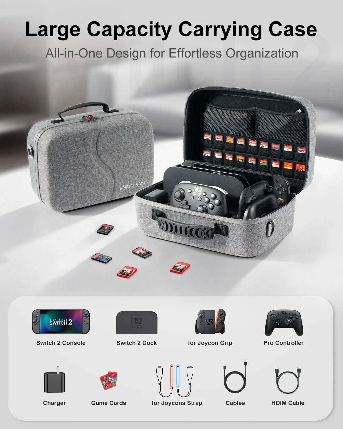 FLIPSTYLEZLLC Switch 2 travel case, grey hard-shell with cartridge slots and console fit on Tampa Home & Garden Store