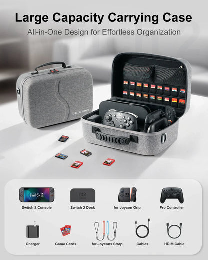 FLIPSTYLEZLLC Switch 2 travel case, grey hard-shell with cartridge slots and console fit on Tampa Home & Garden Store