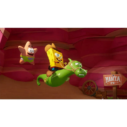 Switch game SpongeBob SquarePants: The Cosmic Shake SpongeBob and Patrick ride a green mount on Tampa Home & Garden Store