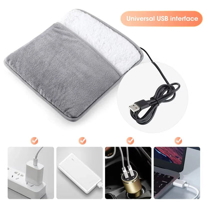 Winter electric foot heating pad by Silcy Skin gray plush USB charging foot warmer on Tampa Home & Garden Store