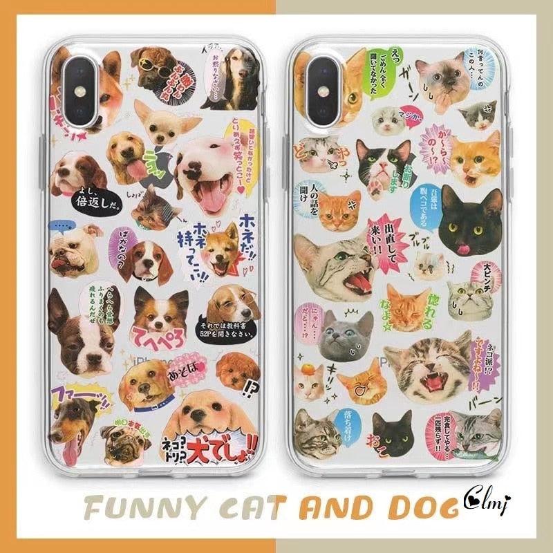 Phone case clear silicone with cat & dog collage, two designs for iPhone 14 11 12 13 Pro XR on Tampa Home & Garden Store