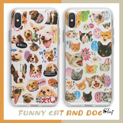 Phone case clear silicone with cat & dog collage, two designs for iPhone 14 11 12 13 Pro XR on Tampa Home & Garden Store