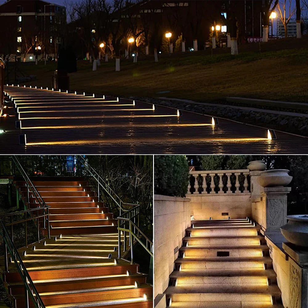 Outdoor Solar Step Lights Warm White RGB IP67 Waterproof Pathway Patio Yard