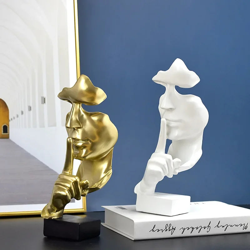 Thinker statue figurine duo in gold and white resin for office and living room decor Perfecsy on Tampa Home & Garden Store