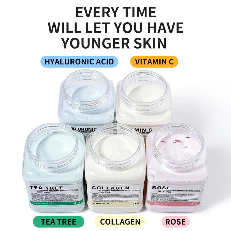 Silcy Skin jelly face mask powder set with rose, hyaluronic acid, and collagen in 6 jars on Tampa Home & Garden Store