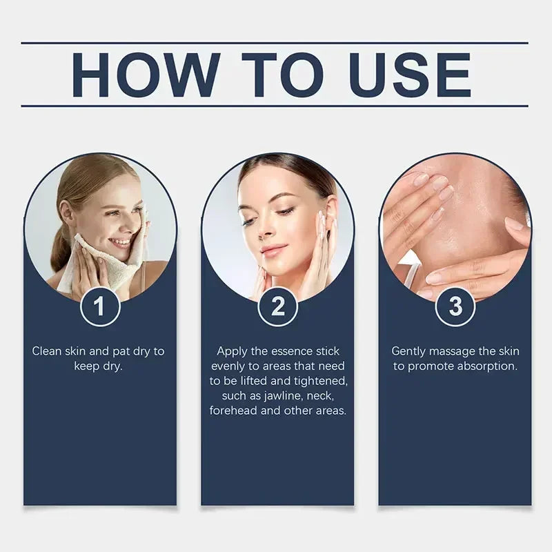 Silcy Skin Retinol Hyaluronic Acid Stick how-to infographic with 3-step navy panels on Tampa Home & Garden Store