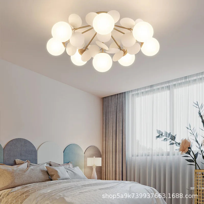 DecorBites Kids LED ceiling chandelier with brass iron frame and glass globes on Tampa Home & Garden Store