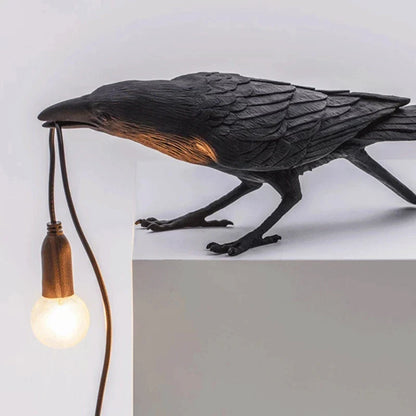 Crow Bird Wall Lamp – Resin Bedside Night Light for Bedroom & Living Room Decor