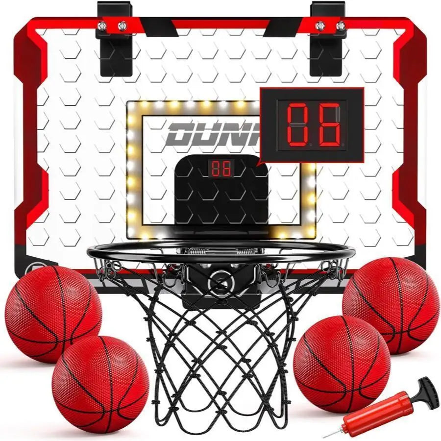 LED wall-mounted basketball hoop with backboard and 4 red basketballs by FLIPSTYLEZLLC on Tampa Home & Garden Store