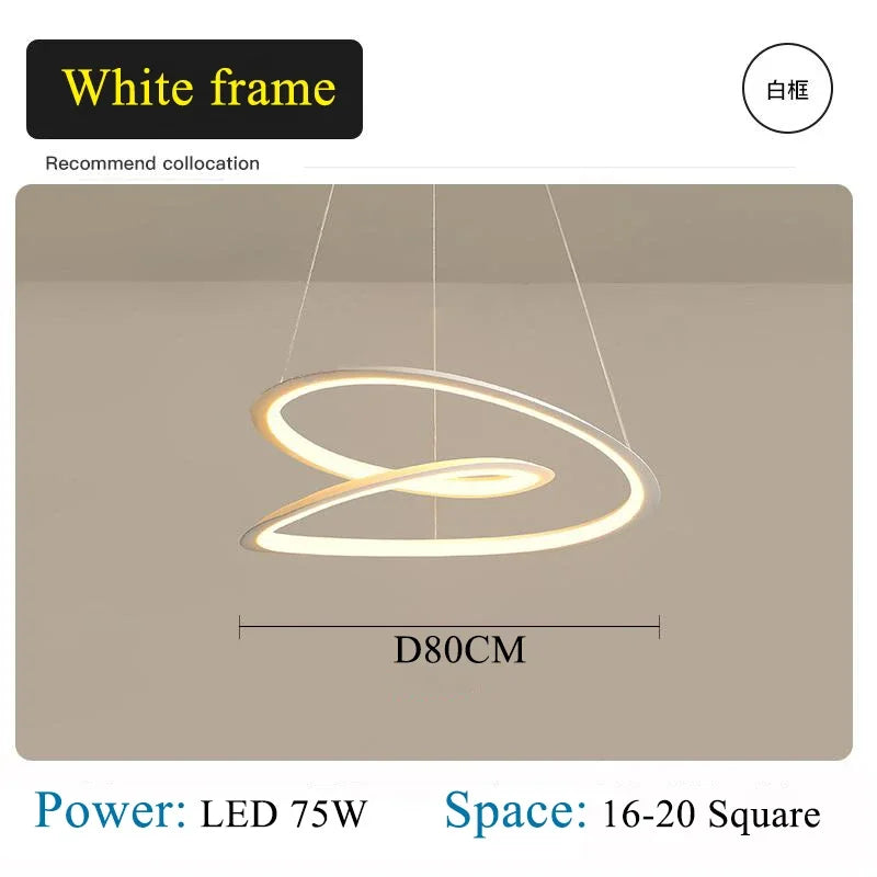 DecorBites Kepler Round LED Pendant Chandelier in white, modern living room decor on Tampa Home & Garden Store