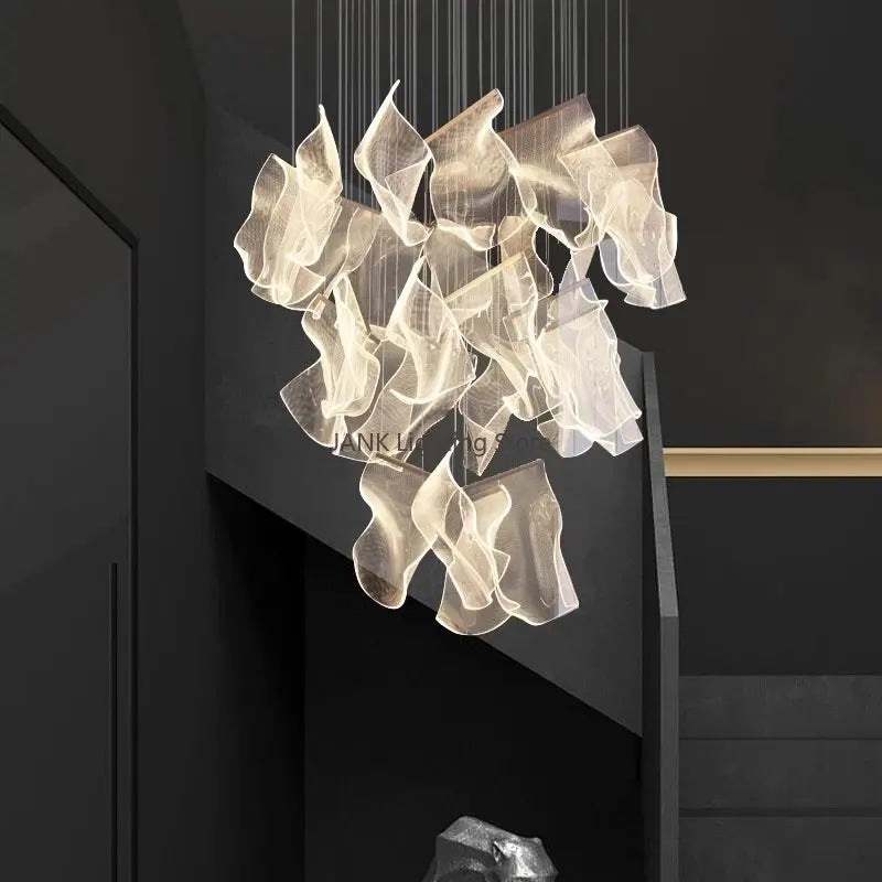 DecorBites LED Art Acrylic Pendant Light with warm white translucent panels for staircase on Tampa Home & Garden Store
