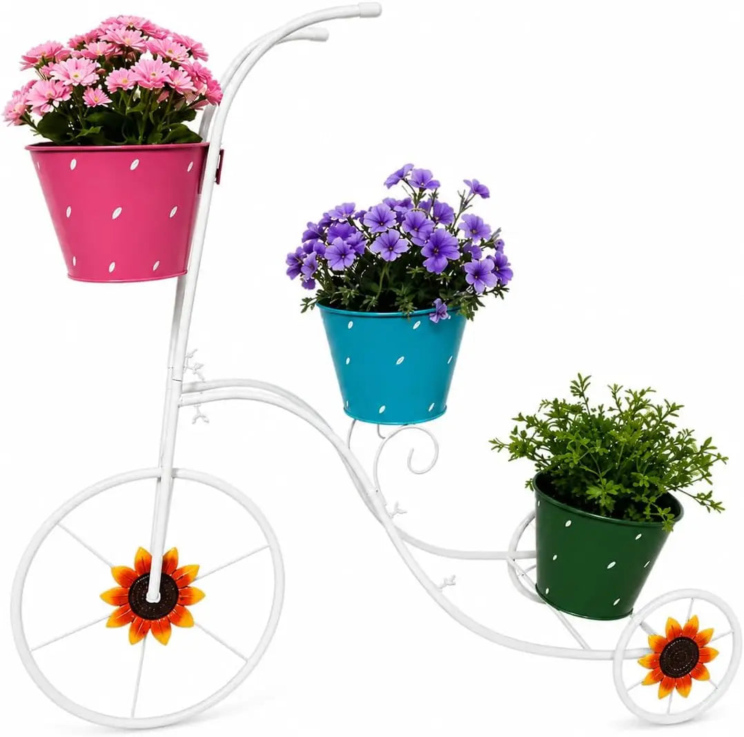 3 Tier Metal Tricycle Planter Stand for Garden