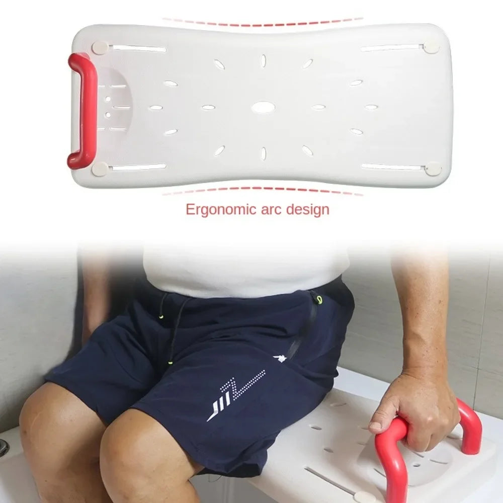 Adjustable bathtub shower board with red handles, white non-slip bath seat, UpTrend Deals on Tampa Home & Garden Store