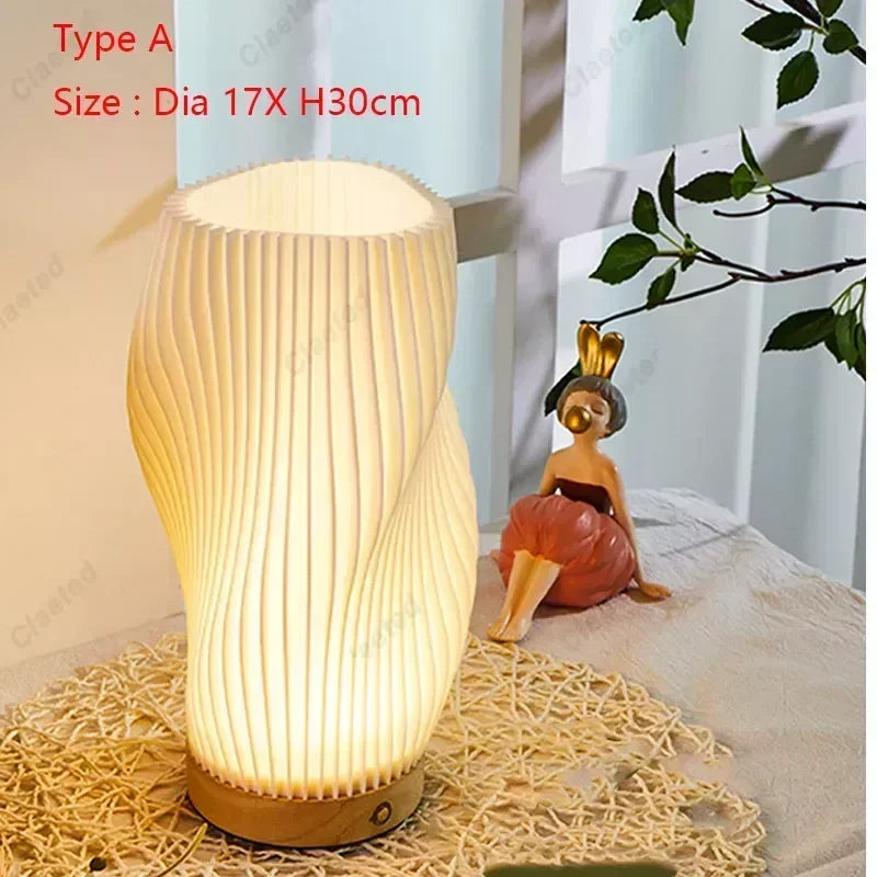 7W wood table lamp Perfecsy USB rechargeable stepless dimmable LED lamp with wood slat shade on Tampa Home & Garden Store