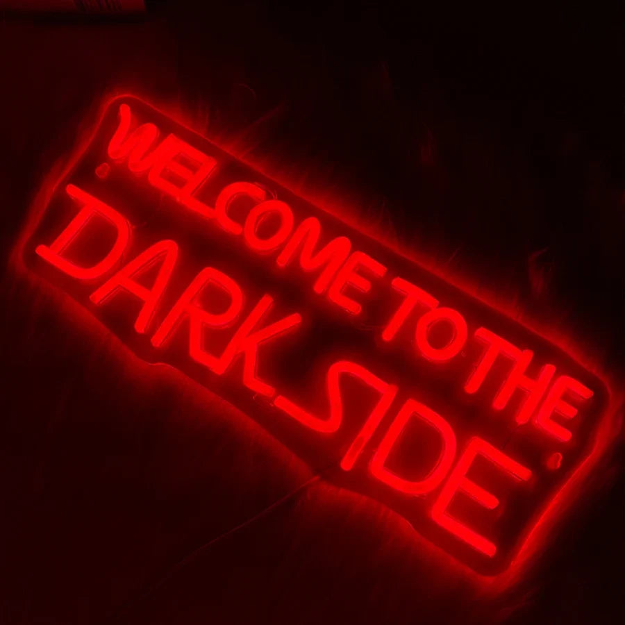 Welcome To The Dark Side neon sign by Perfecsy, red USB-powered decor on Tampa Home & Garden Store
