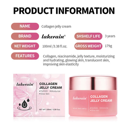 Collagen Jelly Cream pink jar and box by lakerain, niacinamide hydration skincare on Tampa Home & Garden Store